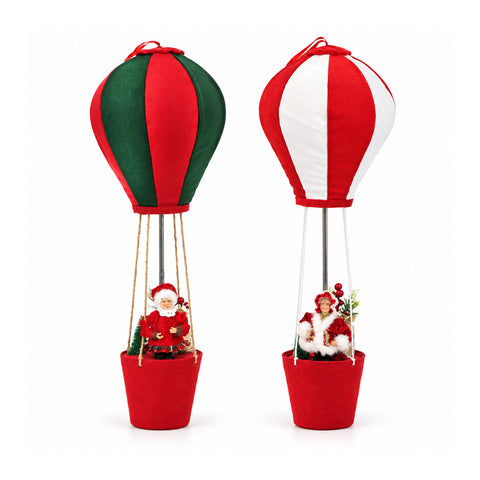 Dekorativer Weihnachts-Heißluftballon mit Weihnachtsfrau, H83 cm