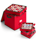 Saint Joy Organizer für 64 Weihnachtskugeln aus Oxfordstoff und Vliesstoff mit Deckel und Griffen EAN 8050043127556