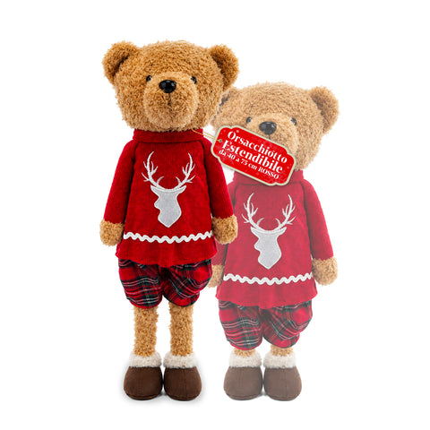 Saint Joy ausziehbarer Weihnachtsteddybär 40 75 cm mit Teleskopbeinen und Eisenstruktur 2 Outfits verfügbar EAN 8056819079555