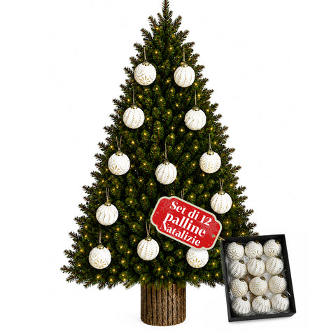 Weihnachtskugel-Set, 12-teilig, 8 cm, antiker Stil, 2 Farben