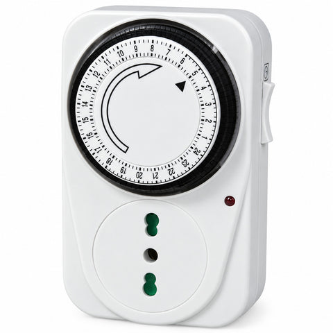 Steckdose mit 24-Stunden-Timer zum automatischen Ein- und Ausschalten, mechanischer Tagestimer, elektrische Steckdose 220-240V, max. Leistung 3000W