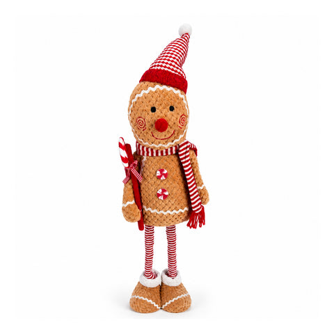Saint Joy ausziehbarer Lebkuchenmann 50 80 cm Weihnachtsdekoration aus Plüsch mit Teleskopbeinen 2 Varianten EAN 8056819079746