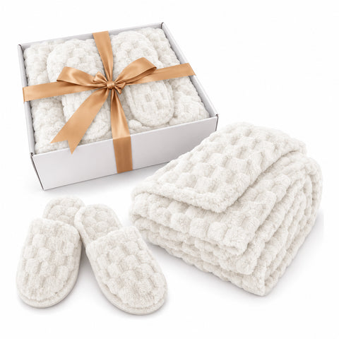 Saint Joy Set aus Decke und kuscheligen Hausschuhen weiche wärmende Decke 125x170 cm Pantoffeln Einheitsgröße 4 Farben EAN 8056819079661