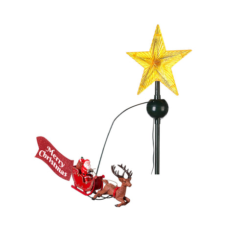 Weihnachtsbaumspitze mit Stern und drehendem Schlitten