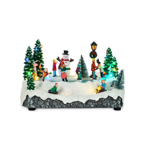 Saint Joy animiertes Weihnachtsdorf Silentpark mit LED Lichtern Musik und beweglichen Schlittschuhläufern EAN 8050043127495