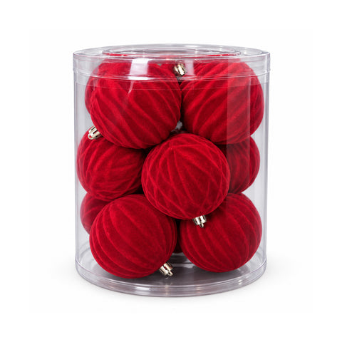 Set mit 12 samtigen Weihnachtskugeln, 8 cm, drei verschiedene Texturen in jeder Packung, in 3 Farben erhältlich, matte Kugeln für den Weihnachtsbaum und zur Dekoration