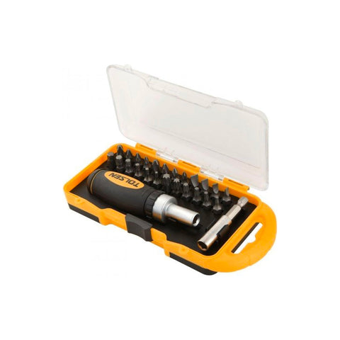 Ratschenschraubendreher mit 6cm-Verlängerung und 24 Bits