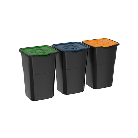Set aus 3 Abfalleimern zur Mülltrennung, 25 l
