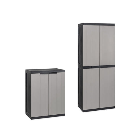 Set aus Hochschrank und Unterschrank mit 2 Türen und verstellbaren Einlegeböden