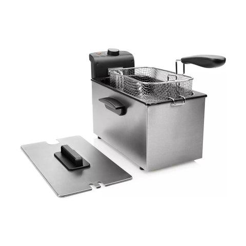 Fritteuse 3L aus Edelstahl 2000W mit Thermostat 130-190°C, silberfarben