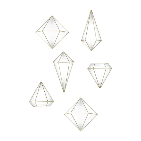 Set mit 6 dekorativen Wandblumentöpfen Prisma Gold