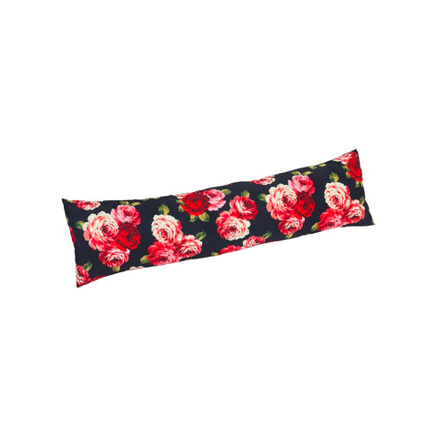 Schwarzer Zugluftstopper mit Rosendekoration aus weichem und flexiblem Polyester