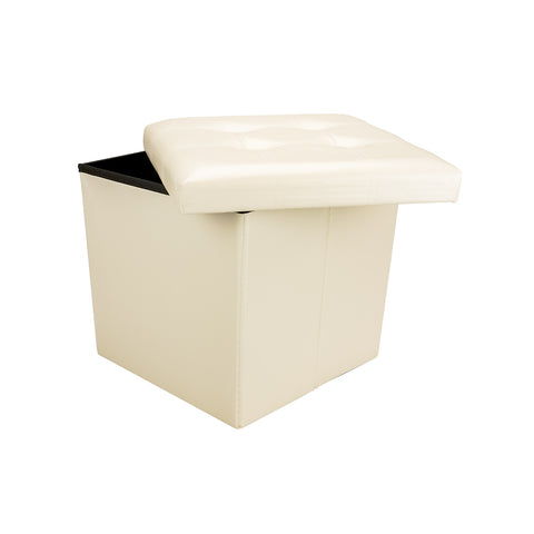 Zusammenklappbarer Pouf Kergur, Weiß, 38x38x38cm