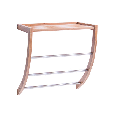 Ablage mit 3 Handtuchstangen aus Bambus 38x24x40cm