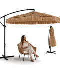 Zendea Gartenlampe Sonnenschirm in Rattanoptik Höhe 275 m mit Gestell aus Kohlenstoffstahl Kurbel und Kreuzständer EAN 8050030810720