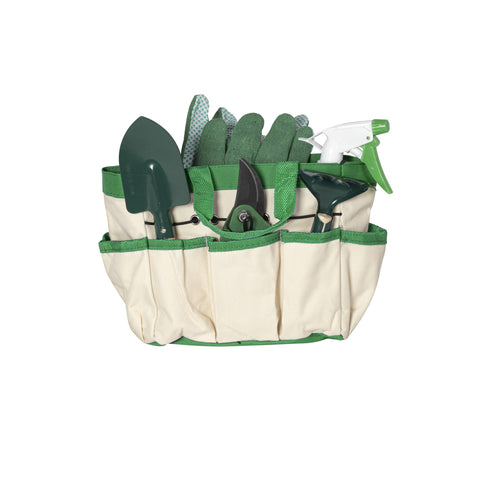 6-teiliges Garten-Set mit Tasche 30x20x15cm und Handschuhen - Komplett für den Außenbereich