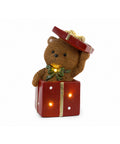 saint joy orsetto natalizio in poliresina con pacco regalo 2 varianti luci led puntuali alimentazione a batterie finiture curate base stabile ean 8050043127846