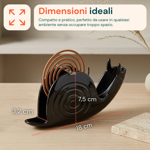 Avilia Home Räucherspiralenhalter in Schneckenform Halterung für Mückenspiralen aus ABS mit Ascheauffangschale universelles wiederverwendbares Design Maße 18 x 32 x 7,5 cm EAN 8052879014048