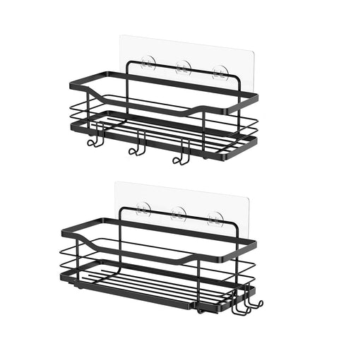 avilia home Set mit 2 selbstklebenden Wandregalen aus schwarzem Stahl für Bad und Küche EAN 8052879010668