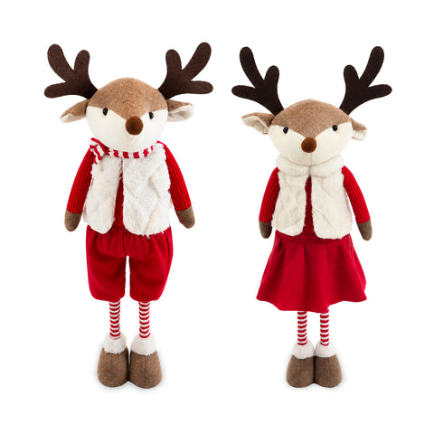 Saint Joy ausziehbares Weihnachtsrentier 45 80 cm mit Teleskopbeinen Eisenstruktur 2 Outfits skandinavisch oder Country EAN 8056819079593