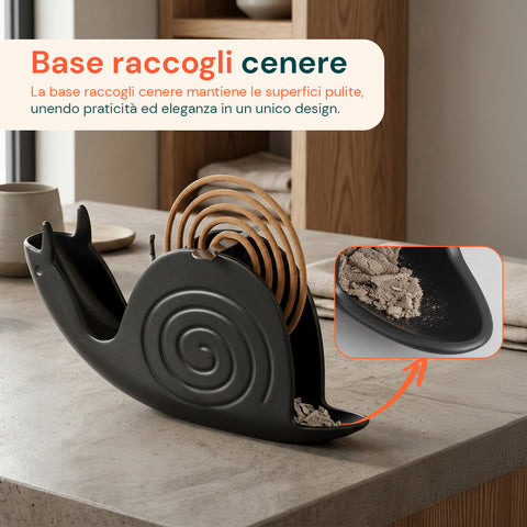 Avilia Home Räucherspiralenhalter in Schneckenform Halterung für Mückenspiralen aus ABS mit Ascheauffangschale universelles wiederverwendbares Design Maße 18 x 32 x 7,5 cm EAN 8052879014048