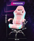 Nexor ergonomischer Gaming-Stuhl mit RGB-Beleuchtung und Massage-Lendenkissen, verstellbarer Bürosessel mit Fernbedienung EAN 8056819078855
