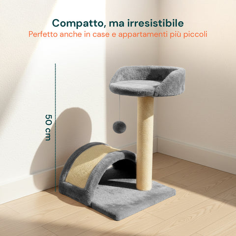 puppy lovers 50 cm hoher Kratzbaum für Katzen mit Sisalbogen und hängendem Spielzeug EAN 8054806950641