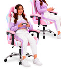 Nexor ergonomischer Gaming-Stuhl mit RGB-Beleuchtung und Massage-Lendenkissen, verstellbarer Bürosessel mit Fernbedienung EAN 8056819078855