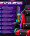 Nexor ergonomischer Gaming-Stuhl mit RGB-Beleuchtung und Massage-Lendenkissen, verstellbarer Bürosessel mit Fernbedienung EAN 8056819078855