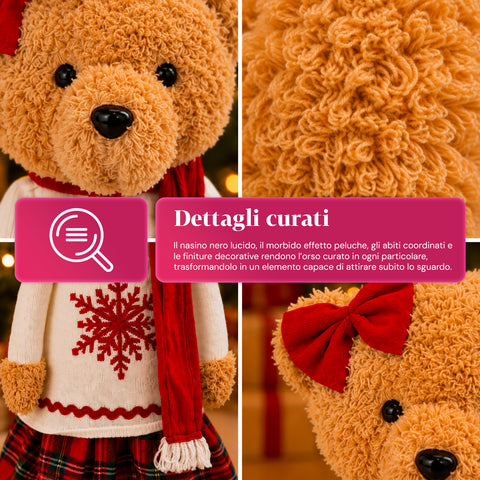Saint Joy ausziehbarer Weihnachtsteddybär 40 75 cm mit Teleskopbeinen und Eisenstruktur 2 Outfits verfügbar EAN 8056819079555