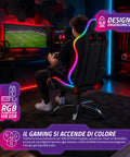Nexor ergonomischer Gaming-Stuhl mit RGB-Beleuchtung und Massage-Lendenkissen, verstellbarer Bürosessel mit Fernbedienung EAN 8056819078855