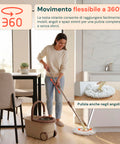 Avilia Home 360 Grad Rotationsmopp Set mit 14 l Eimer 46 x 27 x 22 cm und Stahlschleuder inklusive 2 Mikrofaserbezügen Seifendosierer und Teleskopstiel universelles Bodenwischset mit Rädern und Ablass EAN 8052879013140