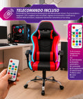 Nexor ergonomischer Gaming-Stuhl mit RGB-Beleuchtung und Massage-Lendenkissen, verstellbarer Bürosessel mit Fernbedienung EAN 8056819078855