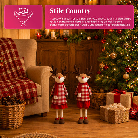 Saint Joy ausziehbares Weihnachtsrentier 45 80 cm mit Teleskopbeinen Eisenstruktur 2 Outfits skandinavisch oder Country EAN 8056819079593