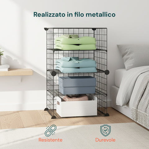 Avilia Home modulares Gitterregal mit 4 Ablagen vielseitiger und robuster Organizer EAN 8056819052879