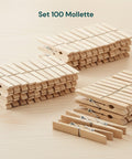 avilia home Set mit 100 Mehrzweckklammern aus Holz mit Stahlfeder EAN 8052879010712