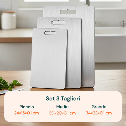 avilia home Set mit 3 doppelseitigen Schneidebrettern verschiedene Größen aus rostfreiem Edelstahl ean 8052879011498