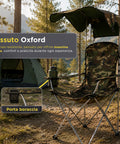 Daimann klappbarer Campingstuhl mit Sonnendach Gestell aus Kohlenstoffstahl Tragfähigkeit 120 kg strapazierfähiges Oxford-Gewebe Maße 53x77x130 cm platzsparend mit Tragetasche EAN 8050030810980