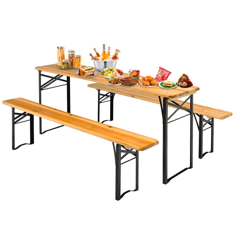 Garden Friend rechteckiges klappbares Biergartenset aus Eisen und Holz 3 Teile 70x220 cm grün EAN 8023755029272