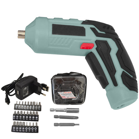 Mini-Akkuschrauber 4v mit 1500-Mah-Akku und Etui mit 34 Zubehörteilen