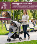 Puppy Lovers faltbarer Kinderwagen für Hunde und Katzen grau transparente Kabine mit 360 Grad Sicht Tierwagen aus Stahl und Oxford-Gewebe mit Getränkehalter und Korb belastbar bis 15 kg EAN 8054806950276