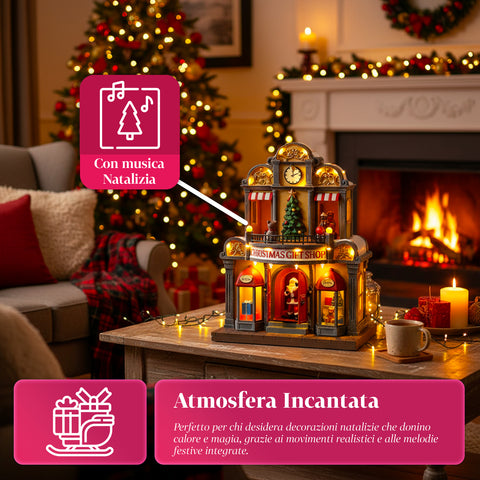saint joy animiertes Weihnachtsmannhaus mit LED-Lichtern Musik und Bewegung EAN 8050043127365