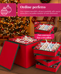 Saint Joy Organizer für 64 Weihnachtskugeln aus Oxfordstoff und Vliesstoff mit Deckel und Griffen EAN 8050043127556