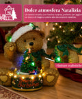 saint joy orsetto di natale luminoso con trenino rotante e carillon teddy xmas bear station decorazione natalizia led in poliresina 205 cm ean 8050043127662