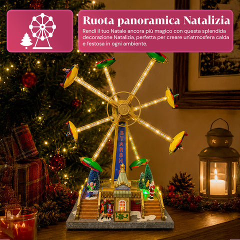 saint joy ruota panoramica natalizia skywheel con luci led melodie e doppia rotazione villaggio con biglietteria e personaggi 477 cm ean 8050043127754