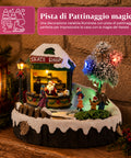 saint joy villaggio di natale luminoso gliderink pista di pattinaggio animata con musica e luci led decorazione in resina 208x207x172 cm a batterie aa ean 8050043127716