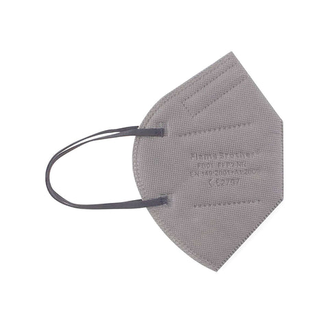 Graue FFP2-NR-Maske mit fünf Schichten und 99 % Filtration für wirksamen täglichen Schutz.