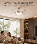 Wintem Deckenventilator mit klappbaren ABS Flügeln und dimmbarer LED Beleuchtung 72 W 32 W leise Fernbedienung und 6 Geschwindigkeiten EAN 8052286432312