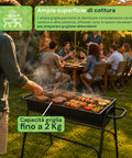 Zendea Holzkohle- und Holzgrill aus Stahl mit hohen Beinen Feuerstelle 74x38 cm und Grillrost 70x34 cm mit großer Grillfläche EAN 8056819079531