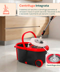 Avilia Home 360 Grad Rotationsmopp Set mit 14 l Eimer 46 x 27 x 22 cm und Stahlschleuder inklusive 2 Mikrofaserbezügen Seifendosierer und Teleskopstiel universelles Bodenwischset mit Rädern und Ablass EAN 8052879013140